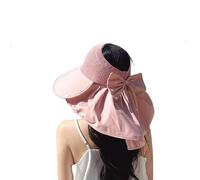 Large-Brim Hollow Sunscreen Hat with Removable Neck Shawl, Women Large Brim Sun Hat, For Beach Hiking Outdoor (FR/ES, Letras, Talla única, Pink)