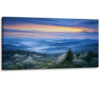Large Canvas Wall Art Scenic Blue Ridge Parkway Appalachians Smoky Mountains Spring Print Artwork Home Office Decor(50x100cm/Sin marco)