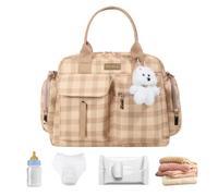 Large Capacity Diaper Tote Bag - Stylish Plaid Shoulder Pouch with Handle