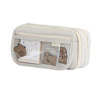 Large Capacity Pen Case, Cute Capybara Stationery Pouch, Portable Zipper Pencil Organizer, Portable Pencil Organizer 22 x 13cm/8.66 x 5.12" for Pencils, Pens, Erasers (Green, Black, Coffee, Creamy)