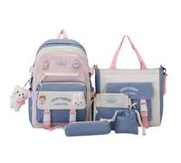 Large Capacity School Bag | Canvas Cute Aesthetic Backpack Tote Accessories | Set Back To School Cute Aesthetic Rucksack Bag Combo Set Accessories for Teenage Girls Kids Students Children