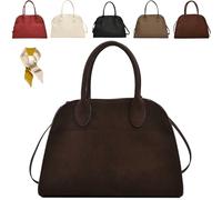 Large Capacity Suede Tote Bags,Women's Suede Purse Vintage Top Handle Bag,Casual Leather Shoulder Bag with Adjustable Strap (Coffee)