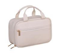 Large Capacity Travel Cosmetic Bag, PU Leather Double-Layer Makeup Organizer with Divider, Portable Waterproof Toiletry Case for Cosmetics and Beauty Supplies, 9.25x4.33x5.91 In