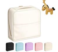 Large Capacity Travel Makeup Bag for Women, Waterproof PU Leather Cosmetic Organizer with Compartments, Standing Toiletry Bag with Handle for Daily Storage and Weekend Getaway (White)