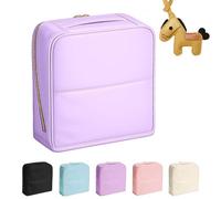 Large Capacity Travel Makeup Bag for Women, Waterproof PU Leather Cosmetic Organizer with Compartments, Standing Toiletry Bag with Handle for Daily Storage and Weekend Getaway (Purple)