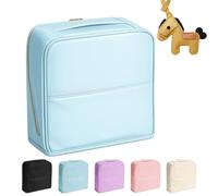 Large Capacity Travel Makeup Bag for Women, Waterproof PU Leather Cosmetic Organizer with Compartments, Standing Toiletry Bag with Handle for Daily Storage and Weekend Getaway (Blue)