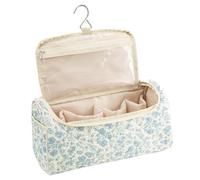 Large Capacity Travel Toiletry Pouch with Zipper, Portable Quilted Floral Cosmetic Bag with Compartment, Aesthetic Makeup Organizer Pouch for Women Girls