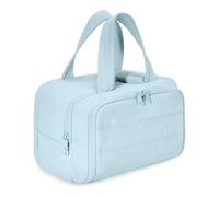 Large Capacity Wide-Open Travel Cosmetic Bag, 4-In-1 Puffy Multi-Functional Humidity Travel Cosmetic Bag, Waterproof Portable Pouch Open Flat Toiletry Bags for Women (Blue)