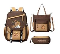 Large Capybara Backpack - Waterproof Kids Bag Set, Cartoon Animal Bookbag, Pencil Case Combo, School Travel , Children For Boys Girls Students, Storage Organizer Lunch Toys Supplies | Cute Fun Carry W