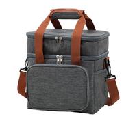 Large Cooler Tote Bag, 15L Insulated Lunch Bag, Waterproof & Spill-Proof Food Storage, Adjustable Strap, Soft Cooling Tote for School Work Outdoor Pool or Beach Trips, Gray