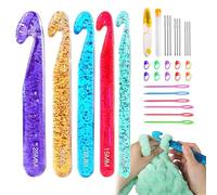Large Crochet Hooks - 5 Pack 12-25mm Transparent Crystal Knitting Needles Set | Extra Large Crochet Needles Chunky Yarn Tools for Making Scarves Shawls Carpets