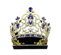 Large Crystal Crown Tiara - European & American Style Headpiece For Pageants & Bridal, One Size, Madera de agar, Sin gemas.