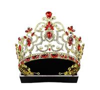 Large Crystal Crown Tiara - European & American Style Headpiece For Pageants & Bridal, One Size, Madera de agar, Sin gemas.
