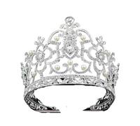 Large Crystal Crown Tiara - European & American Style Headpiece For Pageants & Bridal, One Size, Madera de agar, Sin gemas.