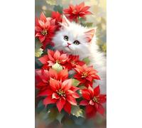 Large Diamond Painting kits for Adults Flower Cat 60x130cm,Square Full Drill 5D DIY diamond art kits adults,Rhinestone Embroidery Set Diamonds Painting by Number Kits