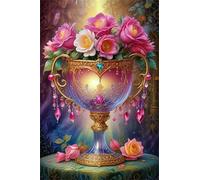 Large Diamond Painting kits for Adults Flower Gorgeous Cup 50x110cm,Square Full Drill 5D DIY diamond art kits adults,Rhinestone Embroidery Set Diamonds Painting by Number Kits