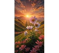 Large Diamond Painting kits for Adults Prairie Flower 60x130cm,Round Full Drill 5D DIY diamond art kits adults,Rhinestone Embroidery Set Diamonds Painting by Number Kits