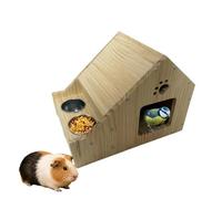 Large DIY Assembly Breeding Hut, All Season Solid Wood Bird Villa with Double Food Bowls, Multi-Purpose Integrated House & Feeder for Hamsters and Small Birds