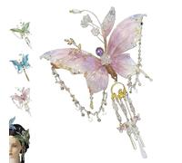 Large Fairy Wing Hair Clips, Butterfly & Beaded Design Hair Claws for Hairstyles, Butterfly Tassel Hairs Clip, for Wedding, Christmas, Cosplay (Pink)