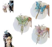 Large Fairy Wing Hair Clips,Butterfly Tears Tassel Hair Clip, Butterfly Beaded Design Hairs Claws for Hairstyles (3 pcs)