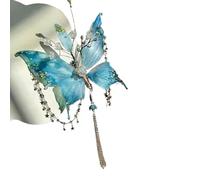 Large Fairy Wing Hair Clips, Butterfly Tears Tassel Hair Clip, Gorgeous and Exquisite Tassel Hair Accessories, Party, Cosplay, Photo Shoot (Blue)