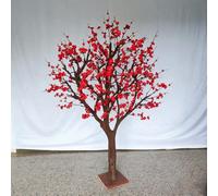 Large Fake Red Plum Blossom Tree, Realistic Artificial Flower Tall Simulation Plant for Hotel Lobby Shop Display Decor(3.5M)