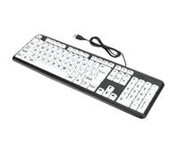 Large Font Backlit Keyboard USB Wired Elderly Keyboard Full Size White Keys Black Font Compatible with Windows Desktop Laptop PC Office Gaming