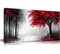 Large Forest Scenery Canvas Wall Art Black White and Red Tree of Life Print Pictures Painting for Decoración de sala de estar(70x110 cm/Sin marco)