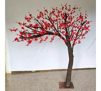 Large Freestanding Fake Red Flower Tree, Realistic Artificial Plum Blossom Tall Floor Floral Ornament for Mall Boutique Restaurant Front Desk Decor(7M)