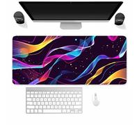 Large Gaming Mouse Mat Neon Curves, Mouse Pad 900x400mm, Computer Keyboard Mousepad Extended Desk Mat, Soft Smooth Surface and Anti-Slip Rubber Base for Office/Gaming