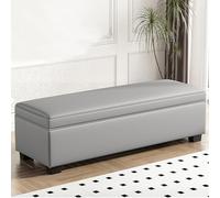 Large Grey Storage Ottoman Bench Upholstered Seating with Ample Storage Space Stylish End of Bed Storage for Living Room & Bedroom (80x40x40cm)