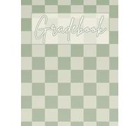 Large Grid Teacher Gradebook • Record, Attendance, Grade Book for Elementary, Middle, or High School Teachers • Large Print Squares (Green Checker): 8.5" x 11" (Large Print Gradebook Collection)
