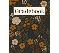 Large Grid Teacher Gradebook • Record, Attendance, Grade Book for Elementary, Middle, or High School Teachers • Large Print Squares (Mocha Floral): 8.5" x 11"
