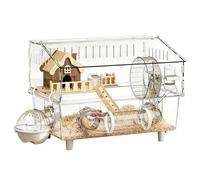 Large Hamster Cage - 2 Layer Acrylic Habitat, Large Hamsters Cage Clear Acrylic Habitat 2 Layer Design | Small Animal Cages for Syrian Hamster Indoor Outdoor Yard Play Pet Shop Home Observation