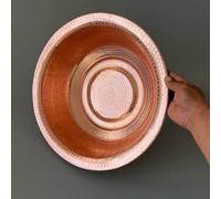 Large Handmade Copper Basin, 100% Handcrafted Brass, Traditional Hammered Bowl for Food Mixing Serving Home Use(A,Large)