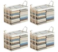 Large Heavy-duty Thick Plastic Clear Storage Bag for Clothes,Moving & Storage,Clear Plastic Storage Bags,with Reinforced Handles & Zipper,Massive Capacity Holds Sweaters,Blankets,Books (4PCS-White)