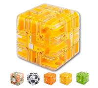 Large Labyrinth 3D Maze Cube,3D Maze Puzzle Cube,Engaging Brain Teaser Toy,Spatial Awareness Brain Training Toy, Sharpen Hand-Eye Coordination and Concentration for Kids and Adults (Yellow)