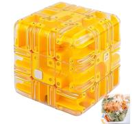 Large Labyrinth 3D Maze Cube - Engaging Brain Teaser Toy, Magic 3D Maze Ball Cube, for Adults Kids & Teens, Iq Mind Challenge Puzzle Box, Stocking Stuffer Gift (Yellow)