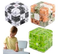 Large Labyrinth 3D Puzzle Maze Cube - Engaging Brain Teaser Toy, 3D Maze Puzzle Cube Interactive Game, Spatial Awareness Brain Training Toy for Stress Relief & Logic Development (3pcs-g)