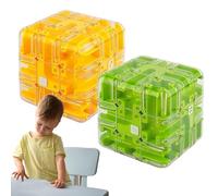 Large Labyrinth 3D Puzzle Maze Cube - Engaging Brain Teaser Toy, 3D Maze Puzzle Cube Interactive Game, Spatial Awareness Brain Training Toy for Stress Relief & Logic Development (2pcs-i)