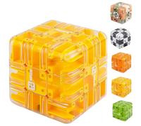 Large Labyrinth 3D Puzzle Maze Cube - Engaging Brain Teaser Toy with Smart Puzzle Maze Roller Ball for Adults Teens for Logic Development & Anxiety Relief (Yellow)