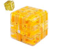 Large Labyrinth 3D Puzzle Maze Cube - Fun Brain Teaser Ball Cube, Colorful 3D Labyrinth Game for Kids & Adults, Spatial Imagination & Patience Training Gift (Yellow)