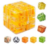 Large Labyrinth 3D Puzzles Maze Cube,3D Maze Magic Cube & Ball,Brain Teaser Toys,Brain Training Puzzle,Iq Mind Challenge Puzzle Box, Educational Game Gift (Yellow)