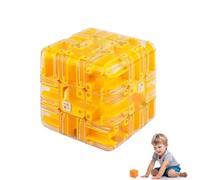 Large Labyrinth 3D Puzzles Maze Cube - Engaging Brain Teaser Toy,3D Maze Magic Cube & Ball,Brain Training Puzzle,Improve Spatial Recognition and Cultivate Logical Thinking (Yellow)
