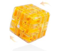 Large Labyrinth 3D Puzzles Maze Cube - Engaging Brain Teaser Toy Maze Ball, Develop The Ability to Concentrate, Thickened ABS Material, Sealed Cover Design, Puzzle for Adults Teens (Yellow)