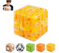 Large Labyrinth 3D Puzzles Maze Cube - Engaging Brain Teaser Toy, Spatial Awareness Brain Training Toy for Stress Relief & Logic Development, Improve Spatial Recognition (Yellow)