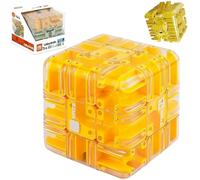 Large Labyrinth 3D Puzzles Maze Cube, Engaging Brain Teaser Toy, Spatial Awareness Brain Training Toy for Stocking Stuffer Gift (Yellow, 3.34 * 3.34 * 3.34in/8.5 * 8.5 * 8.5cm)