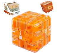 Large Labyrinth 3D Puzzles Maze Cube, Engaging Brain Teaser Toy, Spatial Awareness Brain Training Toy for Stocking Stuffer Gift (Orange, 3.34 * 3.34 * 3.34in/8.5 * 8.5 * 8.5cm)
