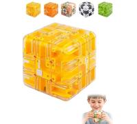 Large Labyrinth 3D Puzzles Maze Cubes - Engaging Brain Teaser Toy 3D Maze Cube, Brain Training Puzzle Magic Cube for Stress Relief & Logic Development (Yellow)