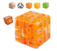 Large Labyrinth Puzzle Maze Cube - Engaging Brain Teaser Toy, Puzzle Maze Cube, Marble Magic 3x3 Challenge Mazes Ballf, Spatial Logic Puzzle for Kids and Adults (Orange)